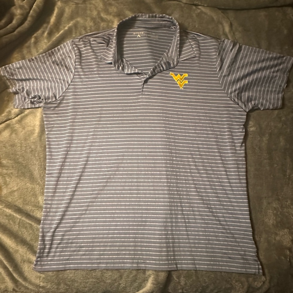 Men’s Antigua blue and white WV polo. Size XL.